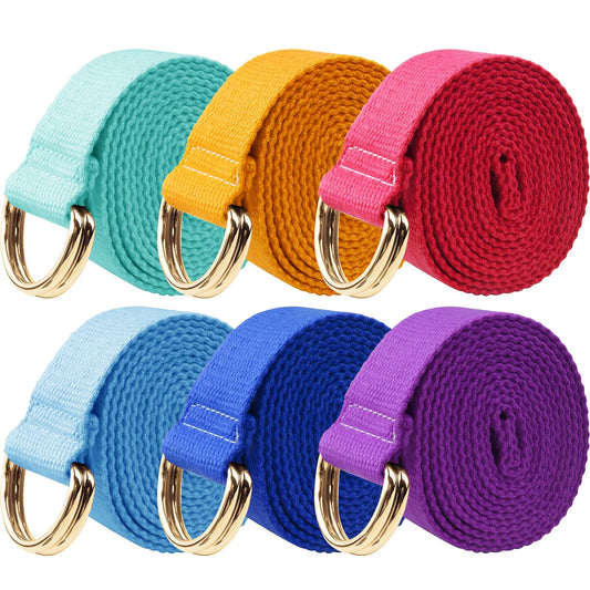 6 Packs Yoga Strap for Stretching Yoga Belt Adjustable Straps for Yoga Non Elastic Yoga Stretching Strap Yoga Exercise Straps for Pilates (Assorted Colors)